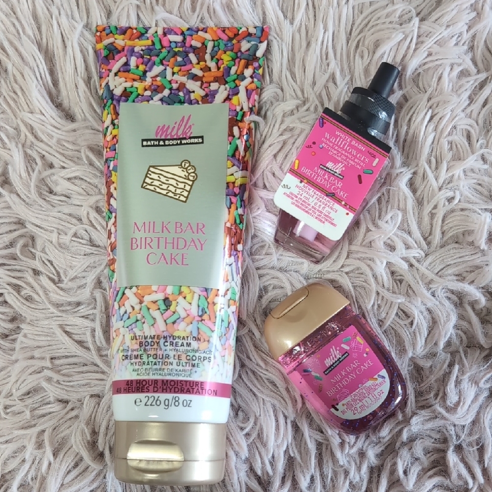 BBW Limited Edition 🎂 Milk Bar Birthday Cake Bath & Body + Home Fragrance Trio